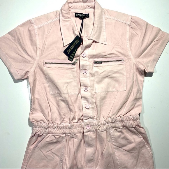 Blank NYC Light Pink Mastermind Utility Roll Hem Button Down Romper NWT Size L - Picture 8 of 16